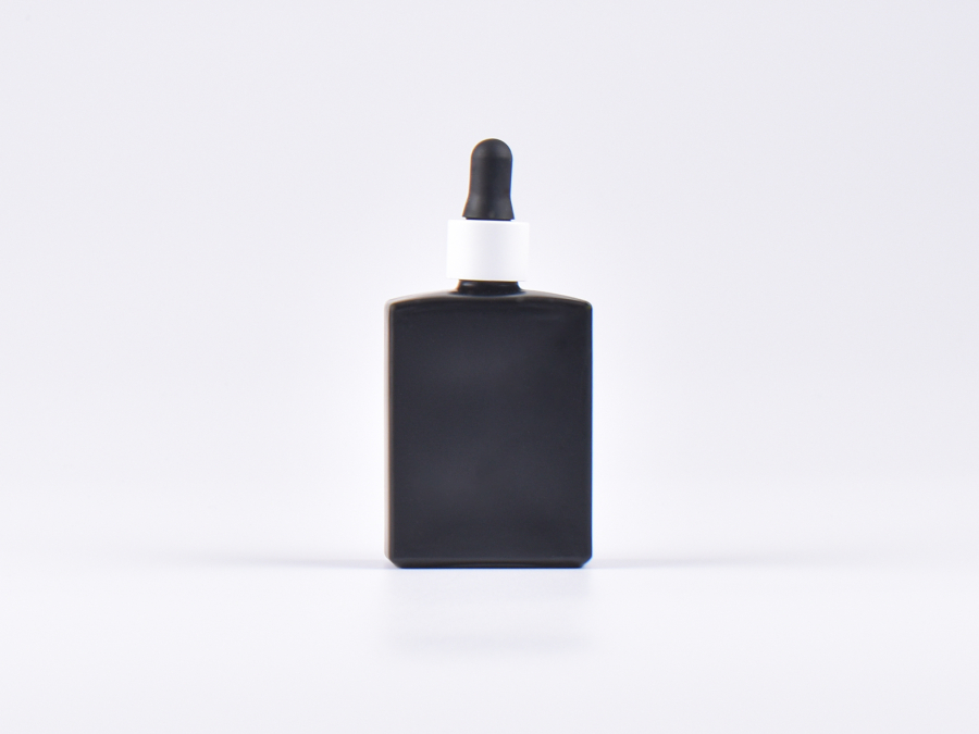 Schwarzglasflasche Miro 50ml - Pipette weiss